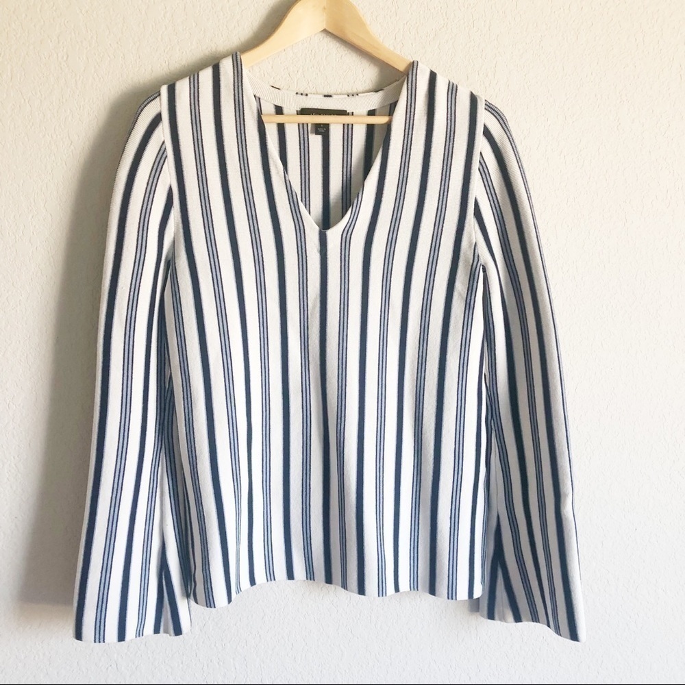 Ann Taylor Silk Blend Striped Wide Sleeve Knit Sweater Top